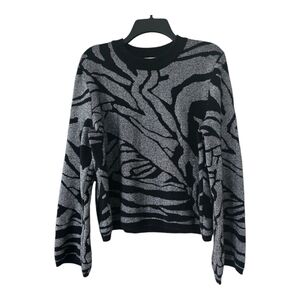 H&M Sweater Womens Sz L Black Knit Bell Sleeves Grunge Grannycore